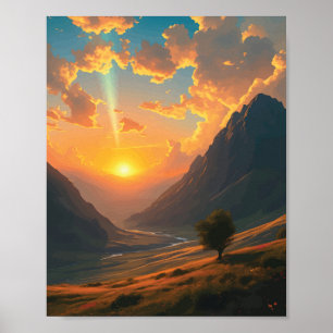 The Golden Hour Anime Style Poster