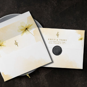 The Golden Hour Grace Floral & Monogram Wedding  Envelope