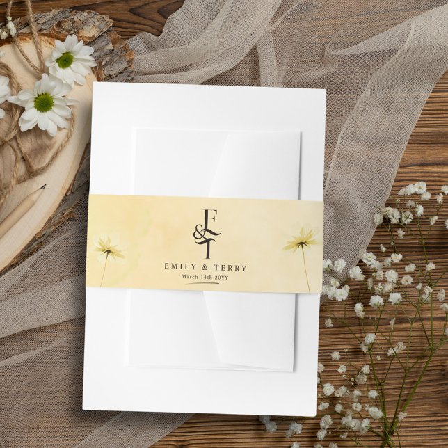 The Golden Hour Grace Floral & Monogram Wedding  Invitation Belly Band (Creator Uploaded)