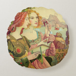 The Golden Legend, 1897, from 'L'Estampe Moderne', Round Pillow