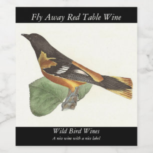 The Golden or Baltimore Oriole (Icterus galbula) Wine Label