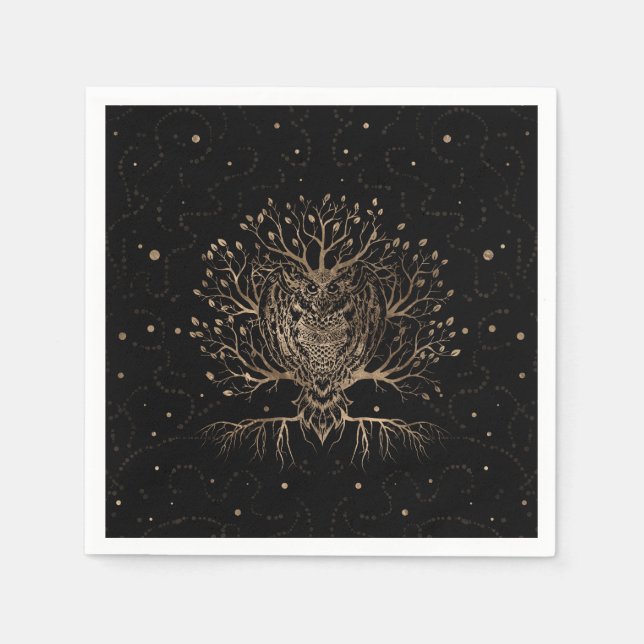 The Golden Owl Tree Napkin (Front)