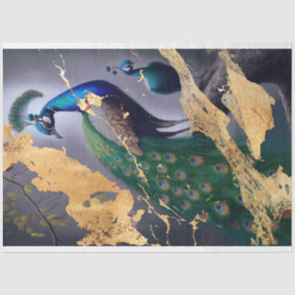 The Golden Peacock Tissue Decoupage Paper