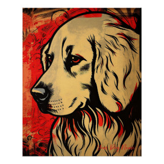 The Golden Retriever Dog, Red and Black 002 - Ulis Poster