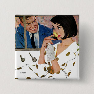 The Golden Rose 2 Inch Square Button