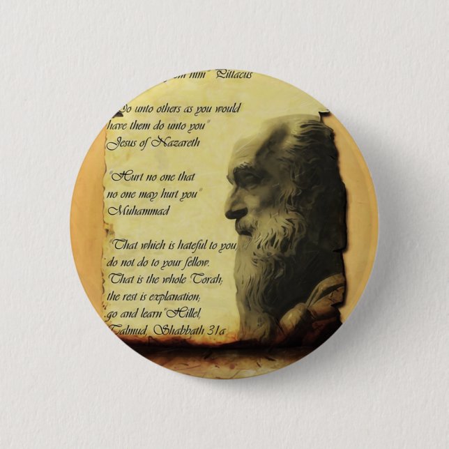 The Golden Rule according to three religions 2 Inch Round Button (Front)