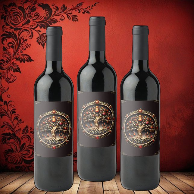 The golden tree of life of mysticism wine label (Creator Uploaded)