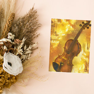 The Golden Violin Artistic AI Rendering Postcard