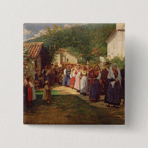 The Golden Wedding (oil on canvas) 2 Inch Square Button