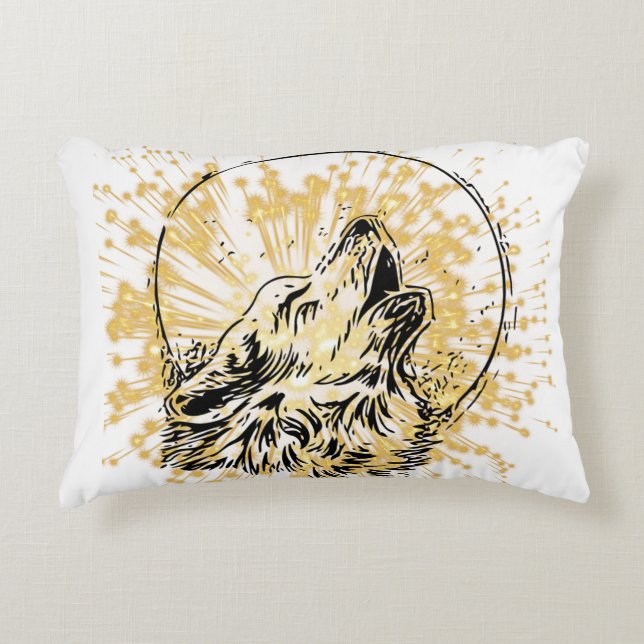 The Golden Wolf Accent Pillow (Front)