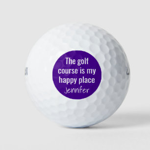 The Golf Course Is My Happy Place Monogram Purple Balls