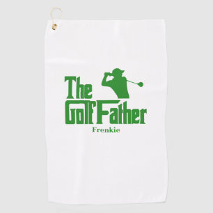 The Golf Father With Name Funny Golf Theme Golf Towel