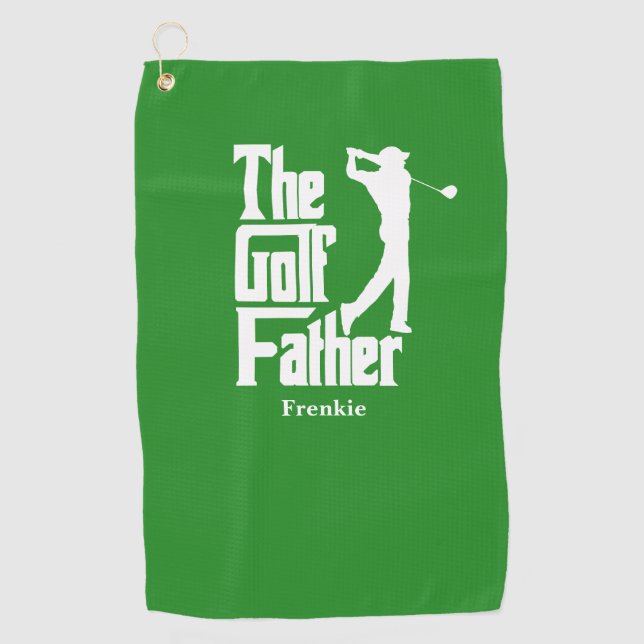 The Golf Father With Name Funny Golf Theme Towel (Front)