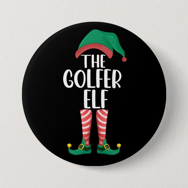 The Golfer Elf Golf Family Matching Christmas 3 Inch Round Button (Front)