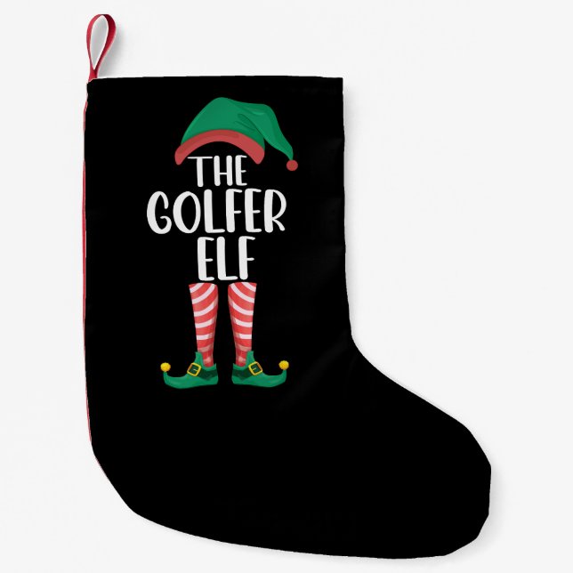 The Golfer Elf Golf Family Matching Christmas Small Christmas Stocking (Front)