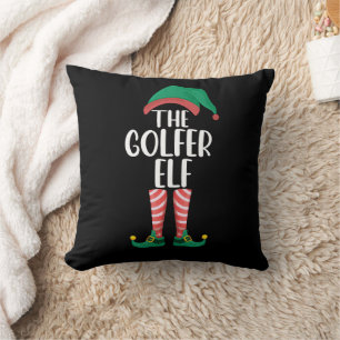 The Golfer Elf Golf Family Matching Christmas Throw Pillow