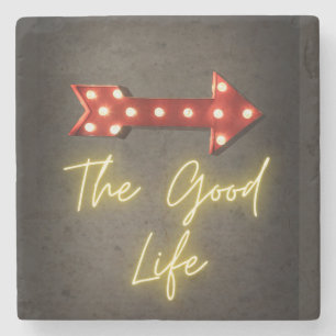 The Good Life Neon Arrow  Stone Coaster