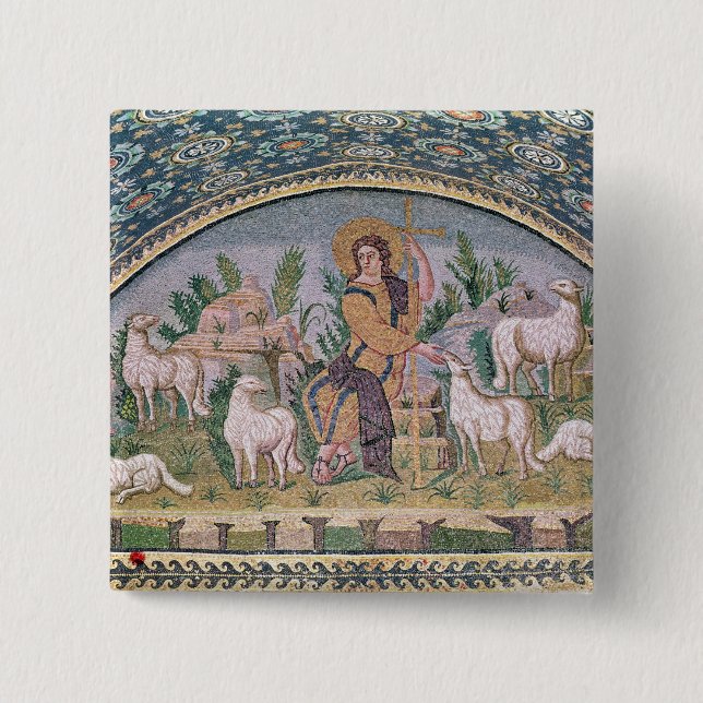 The Good Shepherd 2 Inch Square Button (Front)