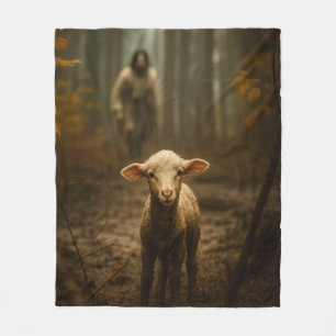 The Good Shepherd and the Lost Lamb – Jesus & Lamb Fleece Blanket