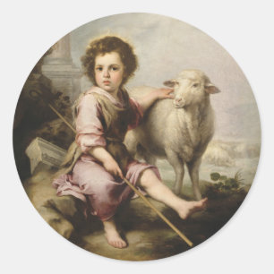 The Good Shepherd, Esteban Murillo Classic Round Sticker