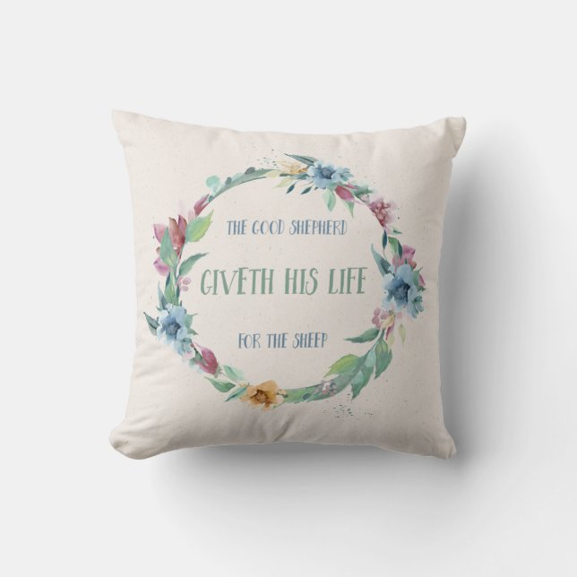 The Good Shepherd Throw Pillow (Front)