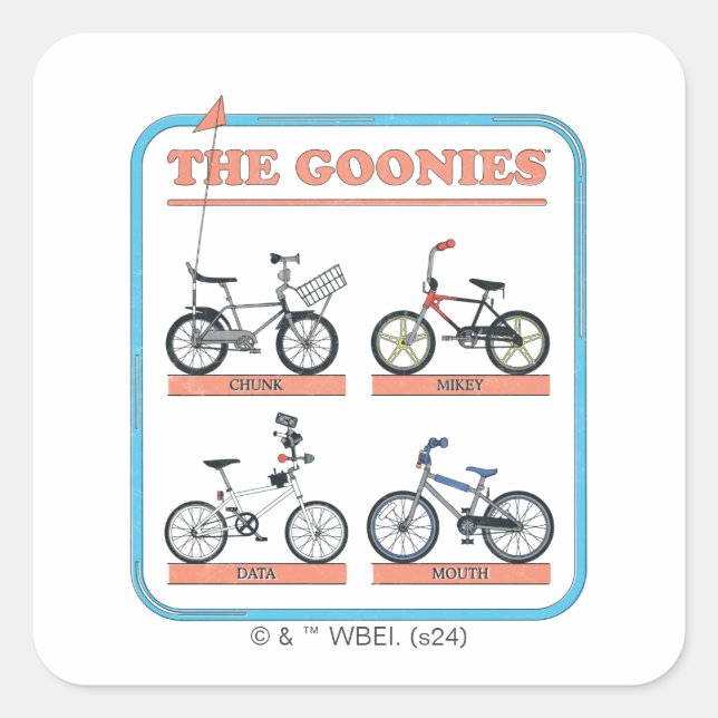 The Goonies Bicycle Chart Square Sticker (Front)