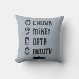 The Goonies   Chunk, Mikey, Data, Mouth Throw Pillow