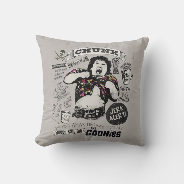The Goonies Chunk Retro Collage Throw Pillow (Front)