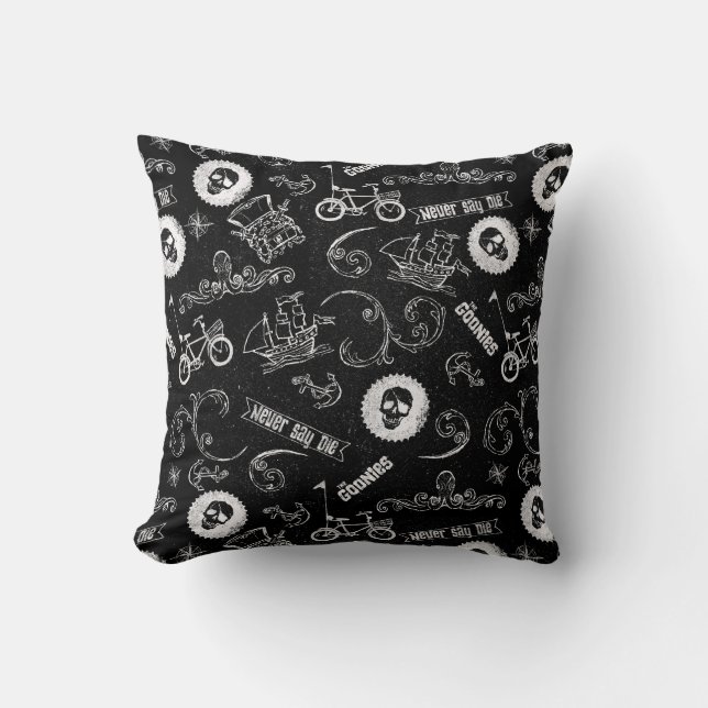 The Goonies Icons Pattern Throw Pillow (Front)