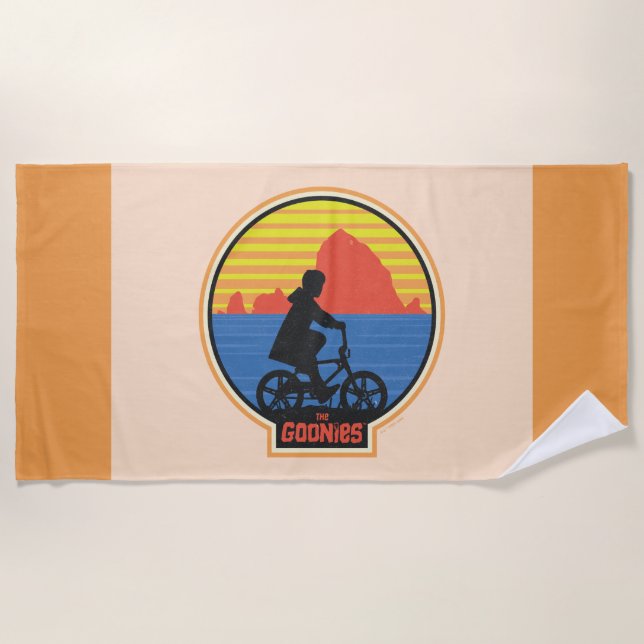 The Goonies Retro Mikey Riding Bike Graphic Beach Towel (Front)