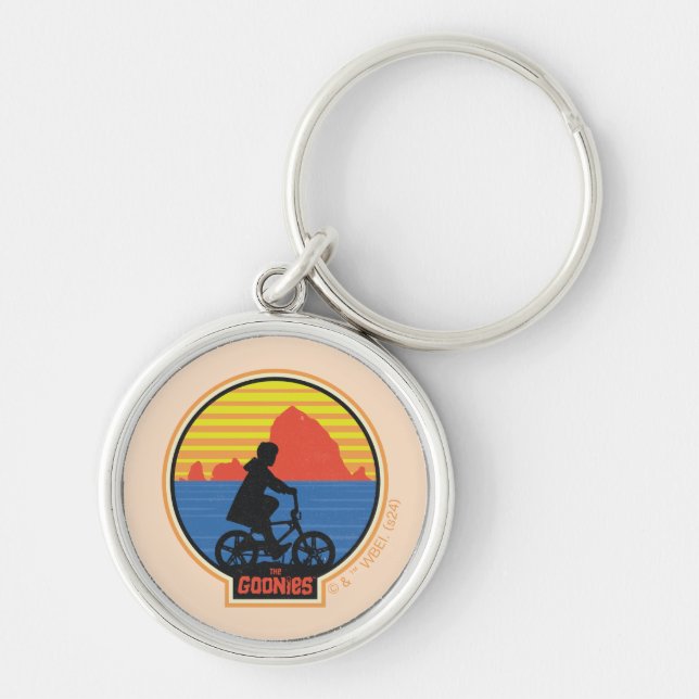 The Goonies Retro Mikey Riding Bike Graphic Keychain (Front)