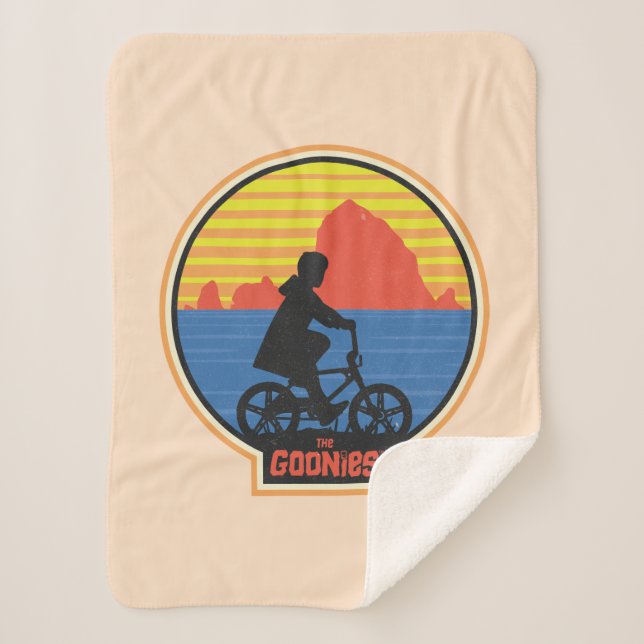 The Goonies Retro Mikey Riding Bike Graphic Sherpa Blanket (Front)