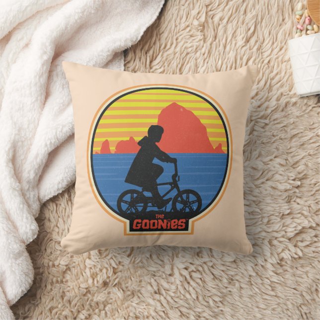 The Goonies Retro Mikey Riding Bike Graphic Throw Pillow (Blanket)