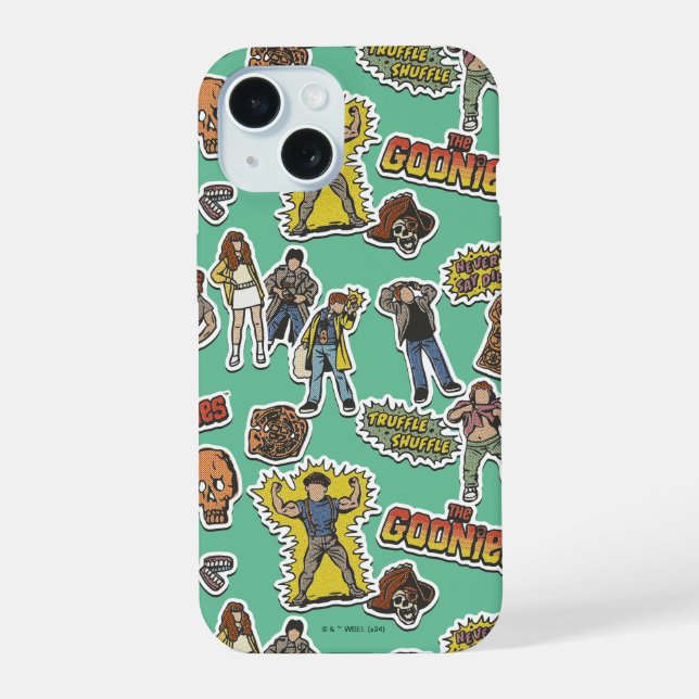 The Goonies Retro Sticker Pattern iPhone 15 Case (Back)