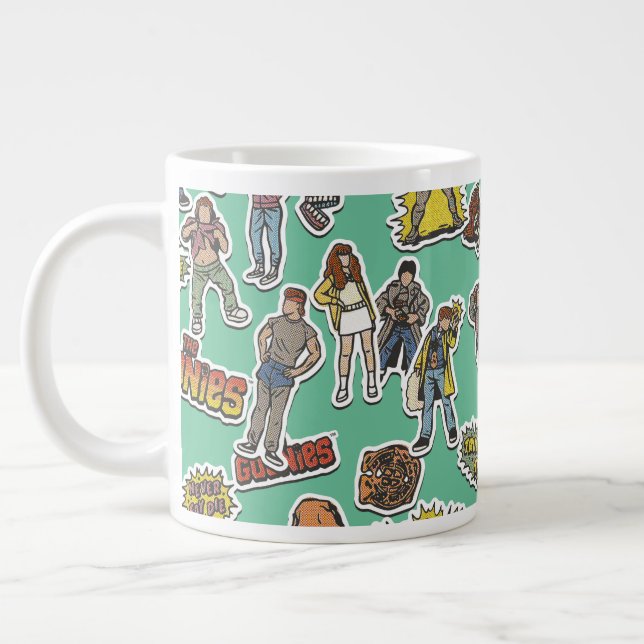 The Goonies Retro Sticker Pattern Large Coffee Mug (Left)