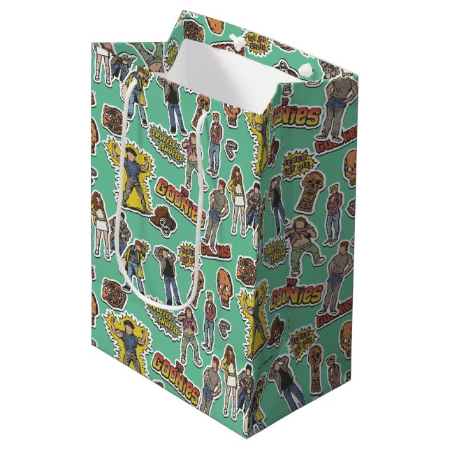 The Goonies Retro Sticker Pattern Medium Gift Bag (Front Angled)