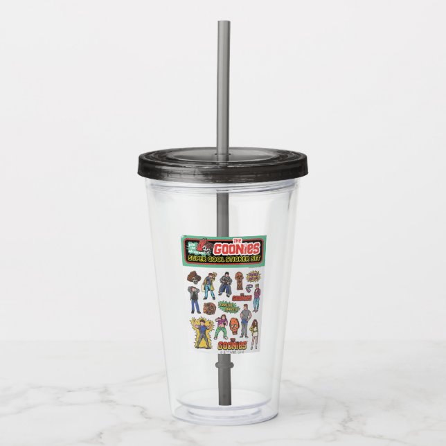 The Goonies Retro Sticker Sheet Graphic Acrylic Tumbler (Front)