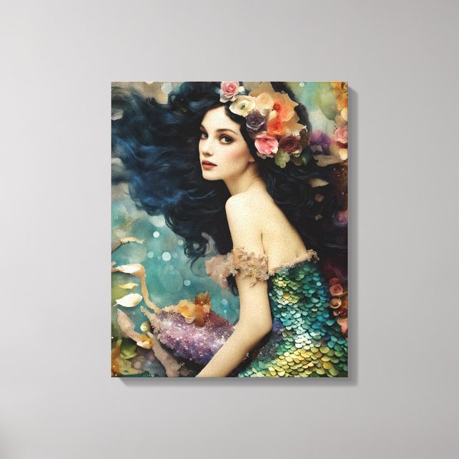 The Gorgeous Mermaid Collage Canvas Print (Front)