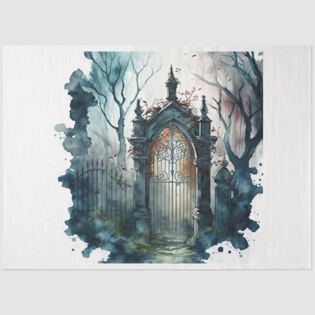 The Gothic Cemetery Gate Series Design 10 Tissue Paper (Front)