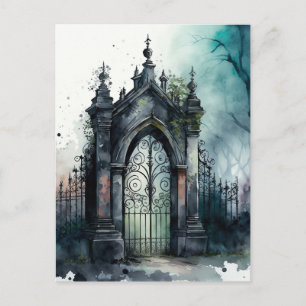 The Gothic Cemetery Gate Series Design 11 Holiday Postcard