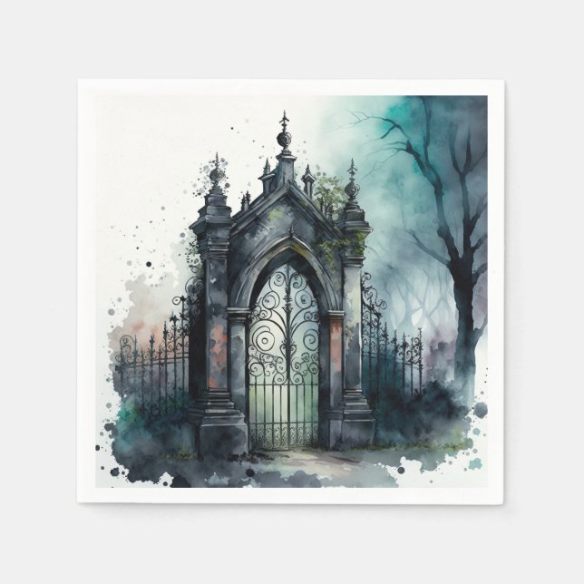 The Gothic Cemetery Gate Series Design 11 Napkin (Front)