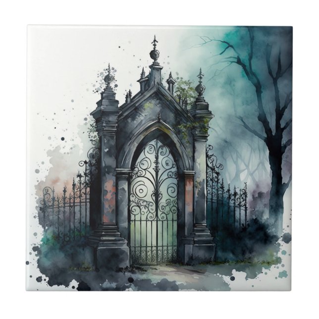 The Gothic Cemetery Gate Series Design 11 Tile (Front)