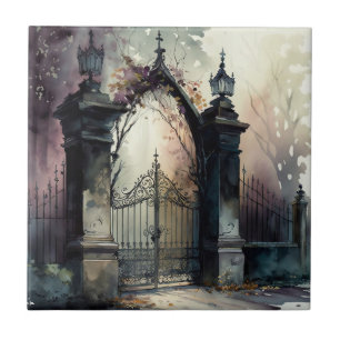The Gothic Cemetery Gate Series Design 12 Tile