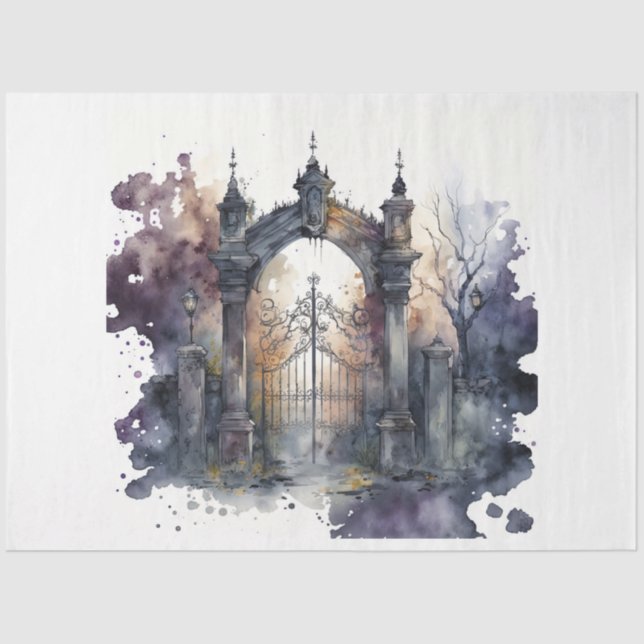 The Gothic Cemetery Gate Series Design 8 Tissue Paper (Front)