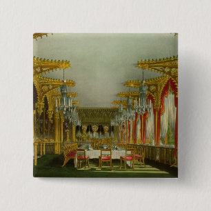 The Gothic Dining Room at Carlton House from Pyne' 2 Inch Square Button