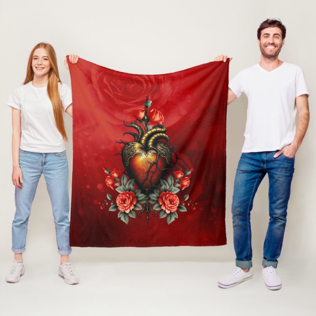The Gothic elegance of the heart Fleece Blanket (In Situ)