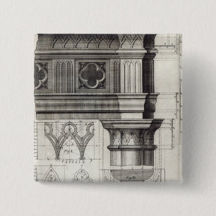 The Gothic Entablature and Capital 2 Inch Square Button