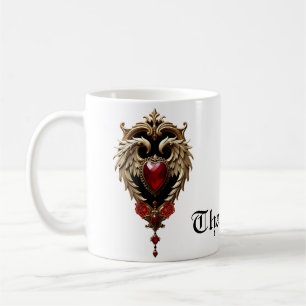 The gothic heart of fire and gold coffee mug