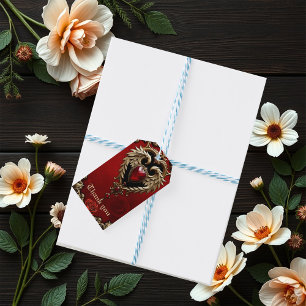 The gothic heart of fire and gold. gift tags