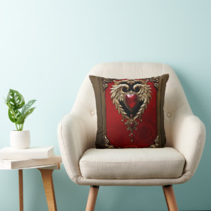 The gothic heart of fire and gold throw pillow